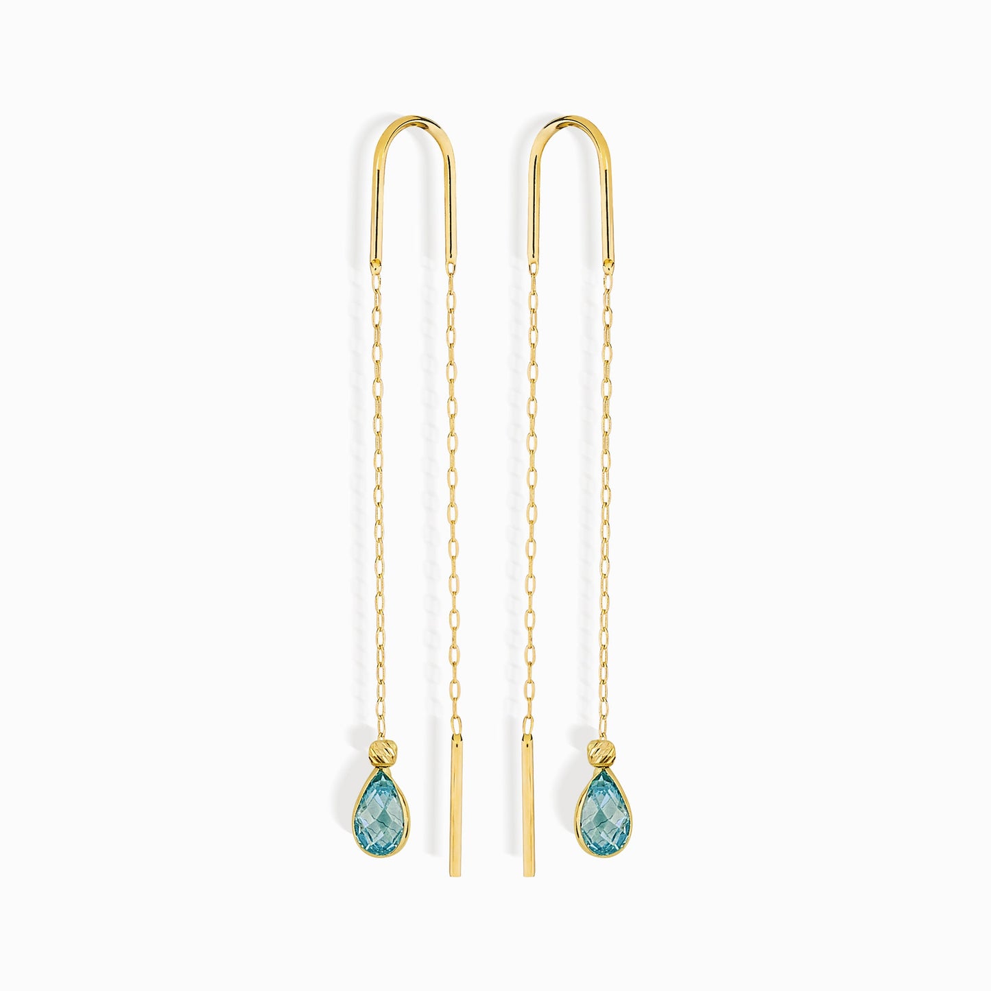 14 Ayar Altın Aquamarine Küpe Çifti - dmlaku79