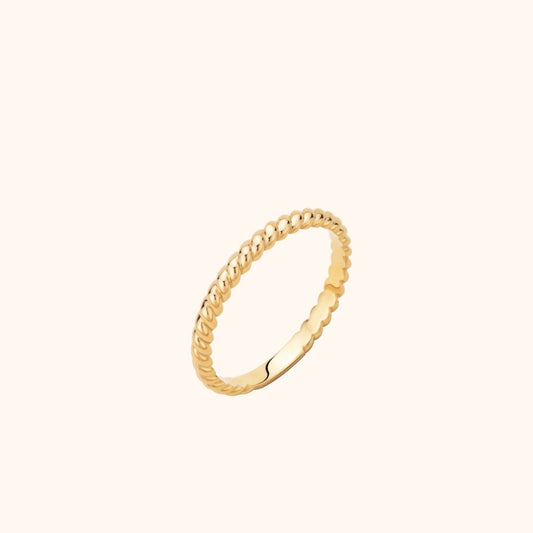 14 ayar altın halat örgü minimalist yüzük